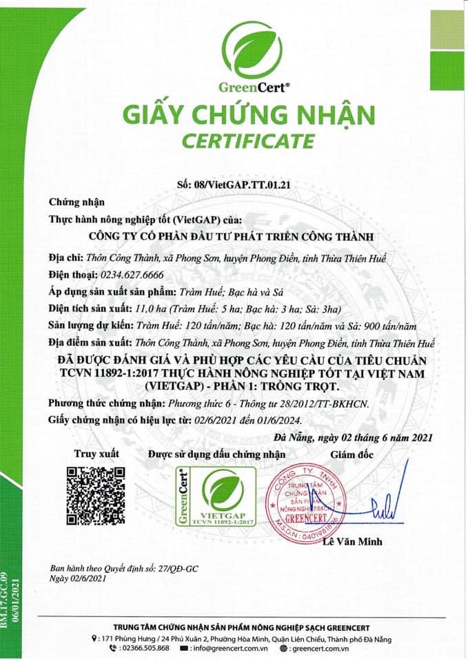 Giấy chứng nhận VietGAP (TCVN 11892-1:2017)